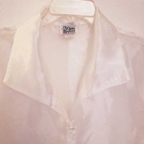 Dove Vintage White Sheer Oversized Shirt/Duster Relaxed Fit Size 1X EUC - Picture 3 of 9